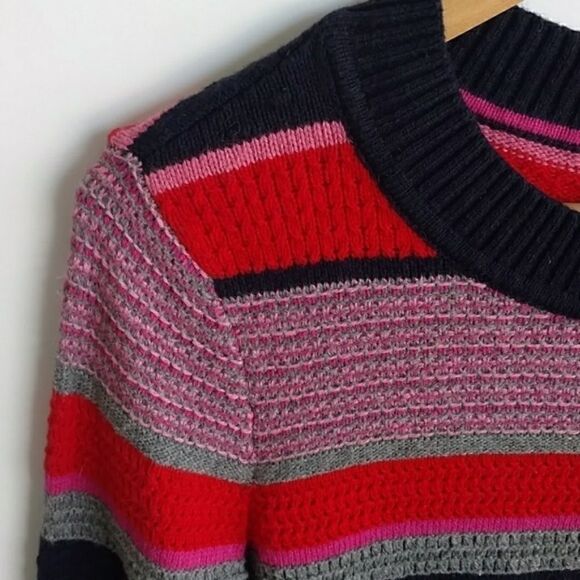 Tommy Hilfiger Sweater Red Navy Striped Knit Sweater - S - Picture 6 of 8